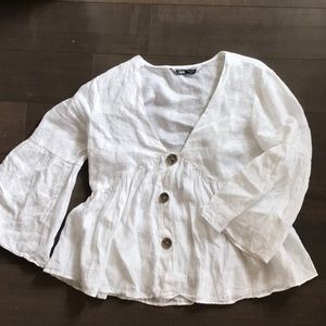 Zara white linen shirt